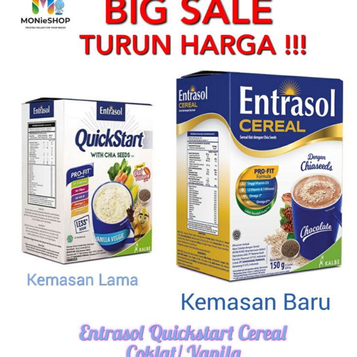 

Serba Murah Entrasol Cereal Quick Start / Quickstart Vanila & Coklat 5 x 30gr Best Terlaris