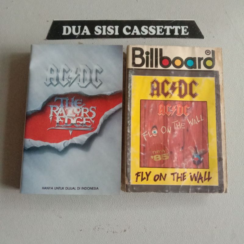 paket kaset acdc - the razors edge - fly on the wall ac/dc