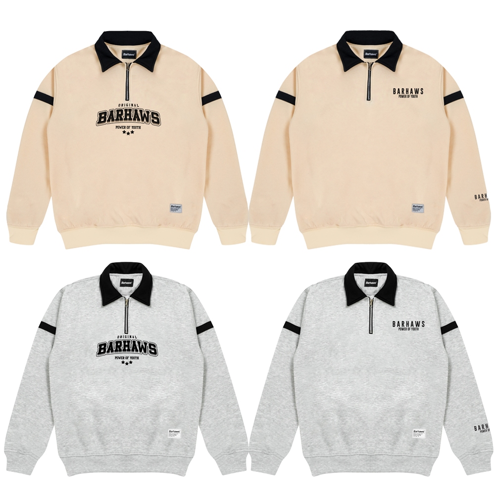BARHAWS - Sweater Half Zipper Rugby Simple Kombinasi