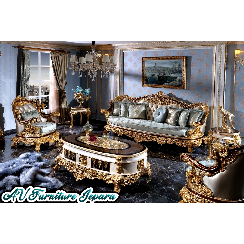 Set sofa Ruang Tamu Mewah luxury kursi sofa sultan Model Clasik