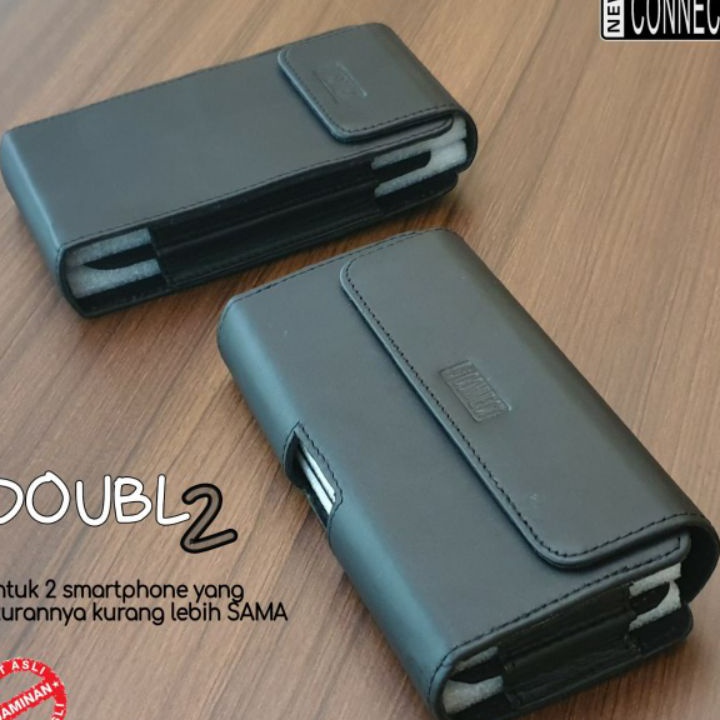 Produk Keren Sarung hp double kulit asli vertikal horizontal