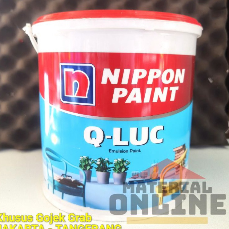 ➥❇❋ QLUC Q Luc Qiluc Cat Tembok Warna Putih Hitam Cream Hijau Biru Abu Nippon Paint Galon 5Kg 5 Kg M