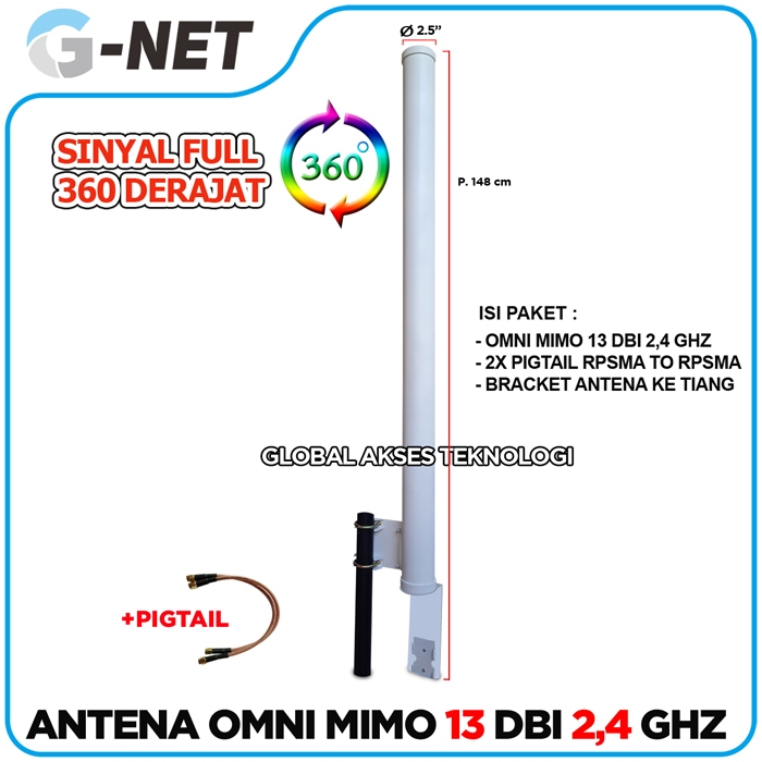 Antena Omni MIMO 13dBi 2.4 GHz untuk rocket M2 / Basebox 2 / Tp-Link Cpe220 ext
