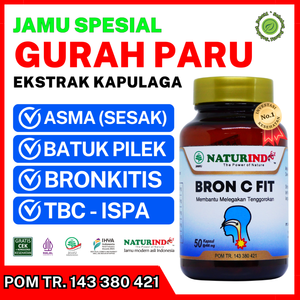 Obat Berhenti Merokok Batuk Gurah Paru Sesak Nafas Asma Mengeluarkan Lendir BRON C FIT NATURINDO