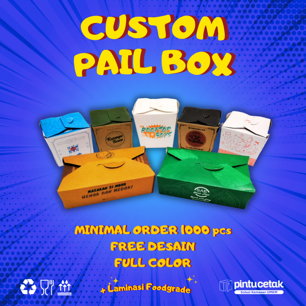 CUSTOM DESIGN PAIL BOX BAKMIE BENTO MIN ORDER 1000 PCS, DESIGN FULL COLOR WARNA TERMURAH. Lunch Box 