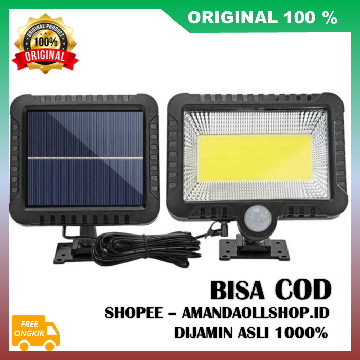 Lampu Solar Indoor Lampu Taman Dinding Cob Tenaga Surya Solar Panel 100 Led 100% ASLI