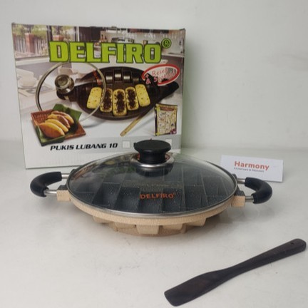 Delfiro Marble Cetakan Kue Pukis 12 Lubang Anti Lengket Tutup Kaca