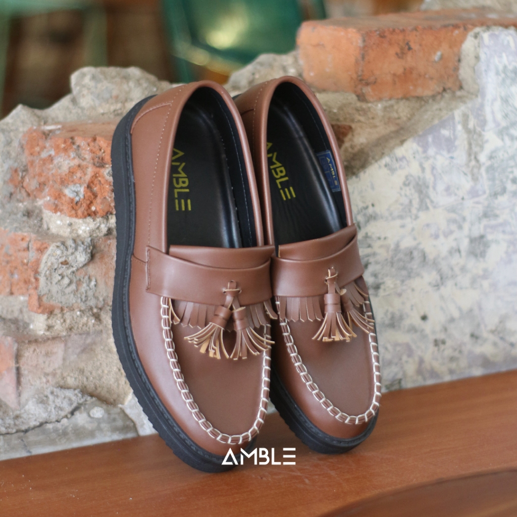 AMBLE - Sepatu Pria - Jasper Lite Vegan Brown - Slip on - Loafers