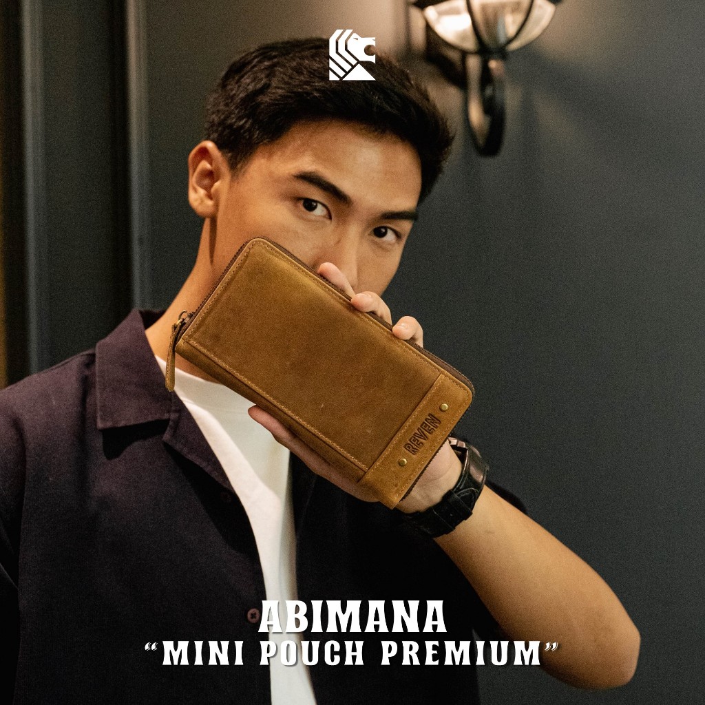 Reven Leather Pouch Tas Mini Tempat Penyimpanan Koin Uang Pouch Mini Bag Dompet Panjang Lipat Kecil 