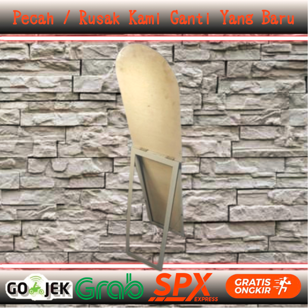 BmRh Standing Mirror Oval Full Body Kaca Cermin Aesthetic