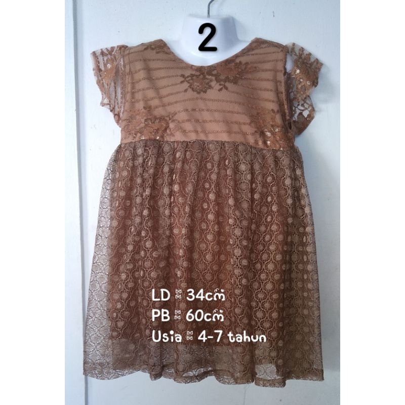 Baju Dress Brokat Anak Perempuan Kombinasi Umur 3 Tahun - 7ahun