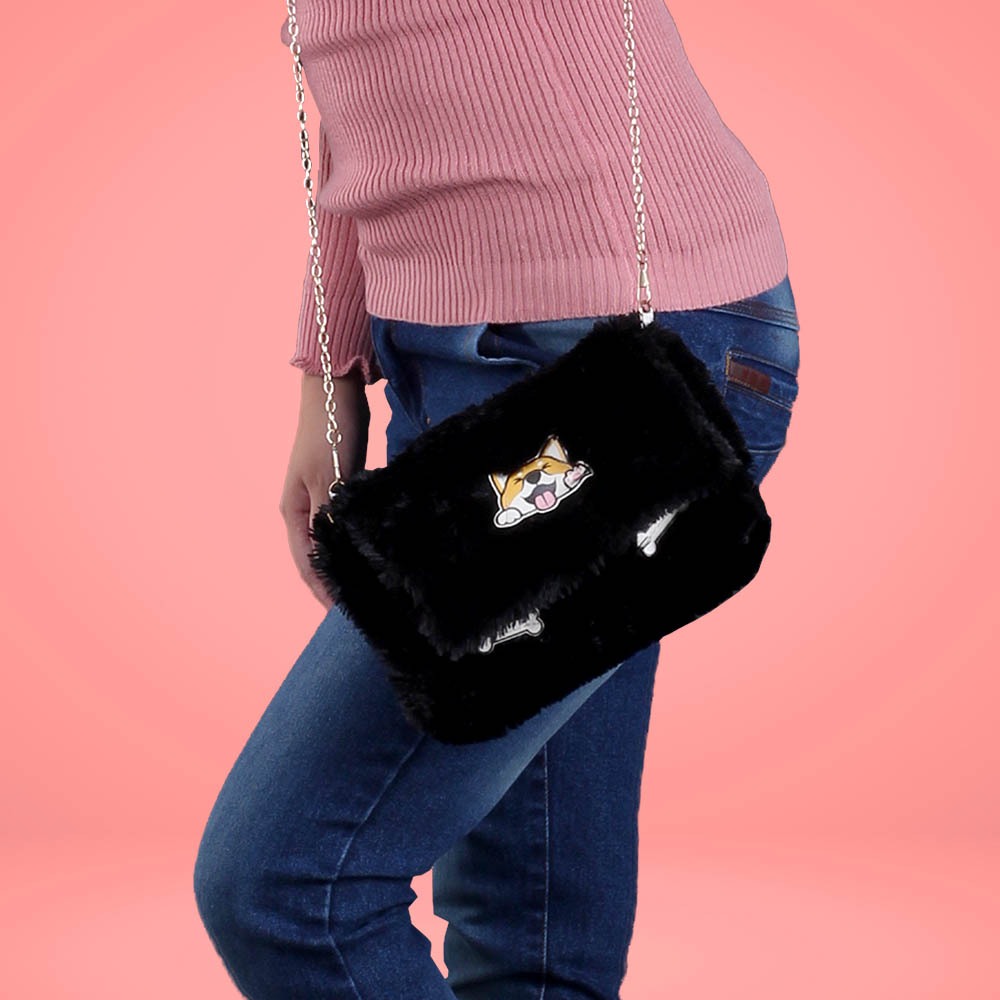 Nala / Tas Bahu Wanita Rantai Hitam /Tas Sling Bag Wanita CK 586