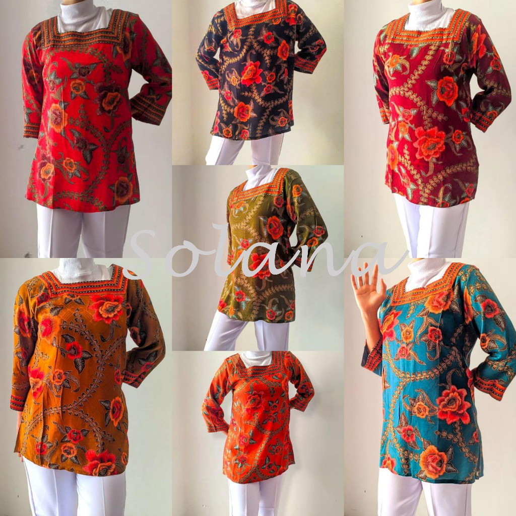 Solana 752903 Atasan Wanita Blus Flayingbaby Kerah Kotak Baju Kantor Batik Unggul Printing - Tersedi