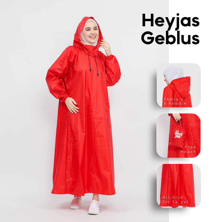 Jas Hujan Gamis Wanita Muslimah Geblus Merah by Heyjas