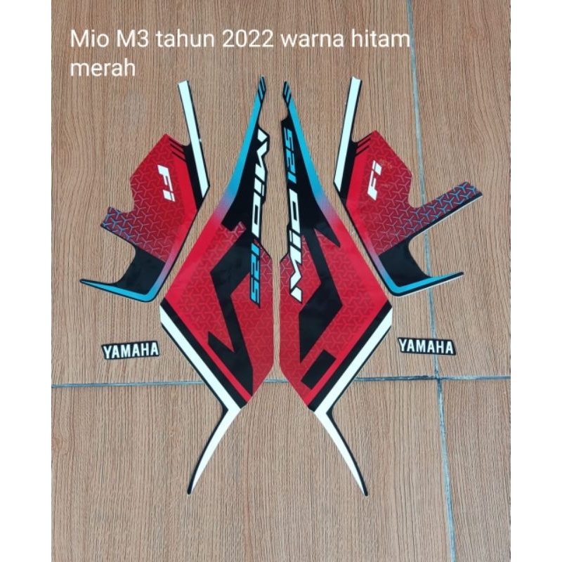 sticker striping motor mio m3 tahun 2022 warna hitam merah