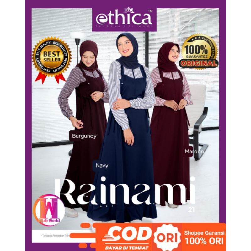 Gamis Ethica Rainami 21 Terbaru Original / Gamis Terbaru 2024 /  Gamis Simpel Elegan / Gamis Modern 