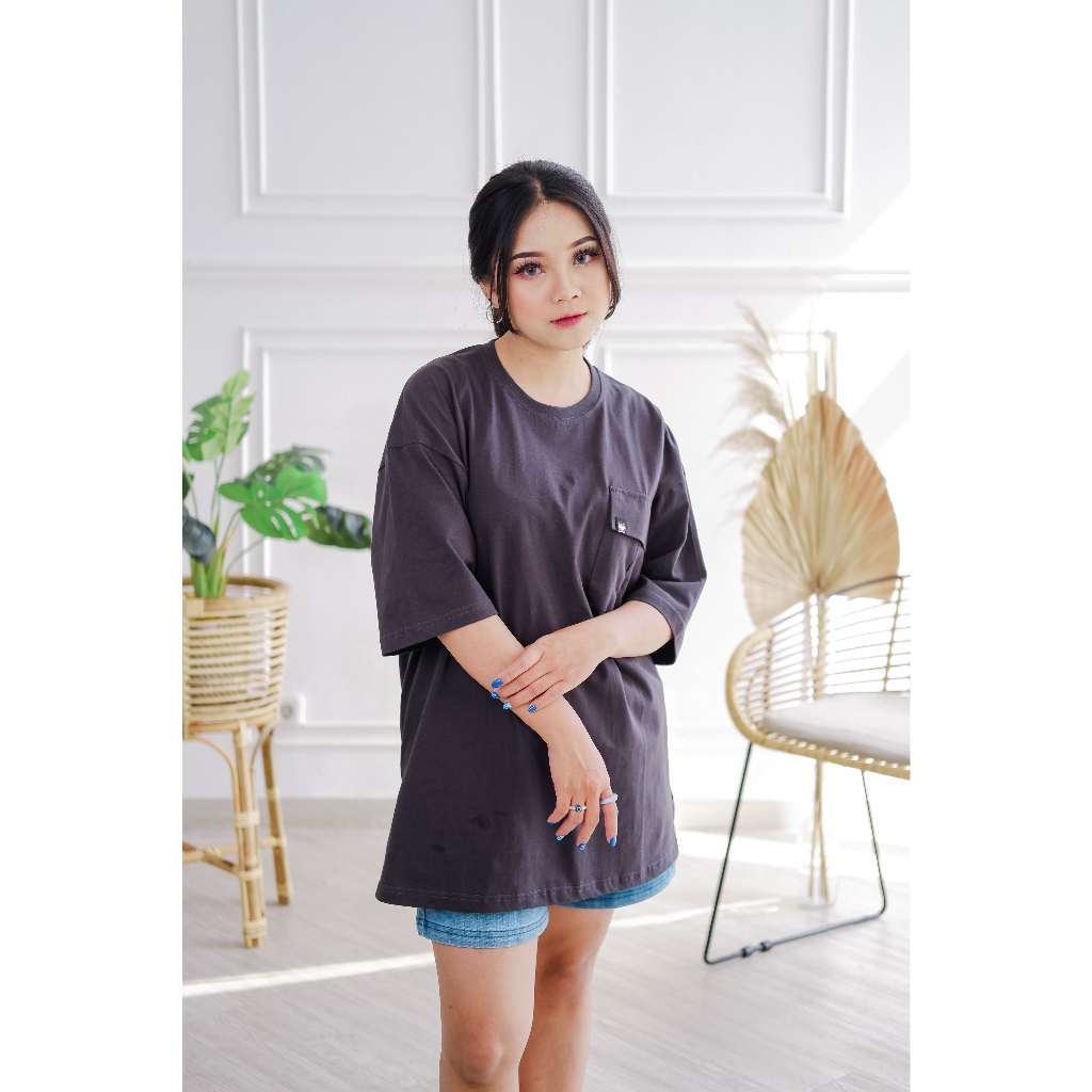 OBLONG Oversize Basic - Kaos Polos Oversize Pocket - Grey