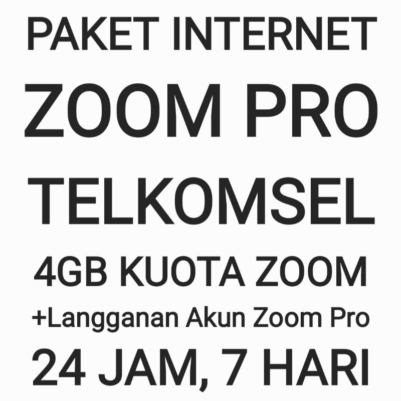 *[CHAT DULU SEBELUM ORDER]Paket Z00m Pro Internet Data Kuota 4 GB Telkomsel Tsel 7 Hari Minggu Semin