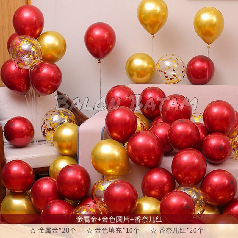 Paket Balon Metalik Merah Maroon Double chrome 50pcs