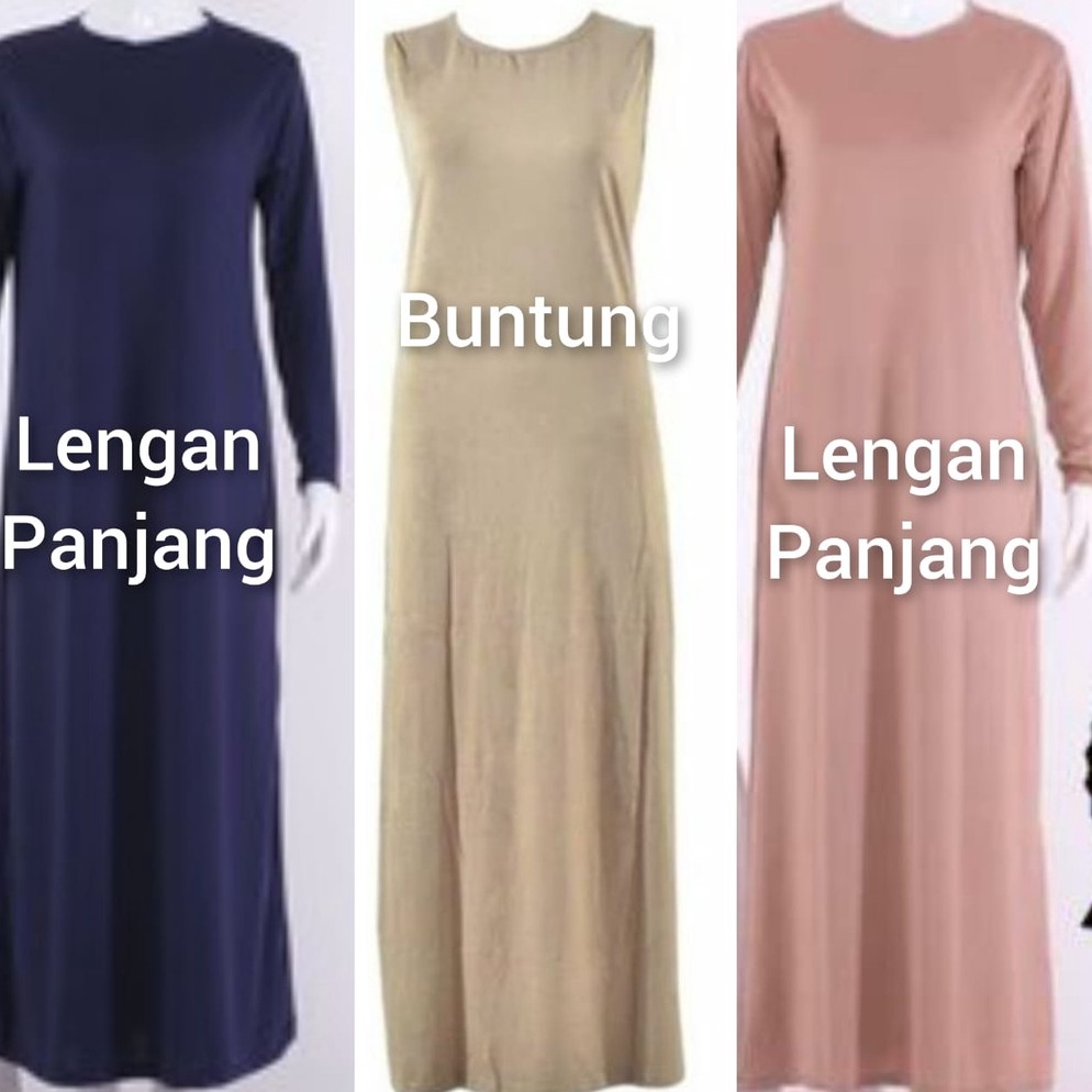 Grosir.. Baju Manset Gamis Tangan Panjang & Tanpa Lengan Wanita Kerah Leher Turtle Neck Polos Dalama