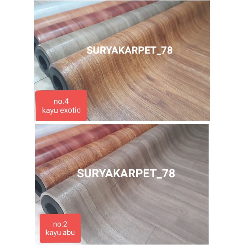Ready Stok.. Karpet vinyl import Korea EXOTIC dan KAYU ABU Lebar 2mtr tebal 0.5mm dijual per 50cm J9