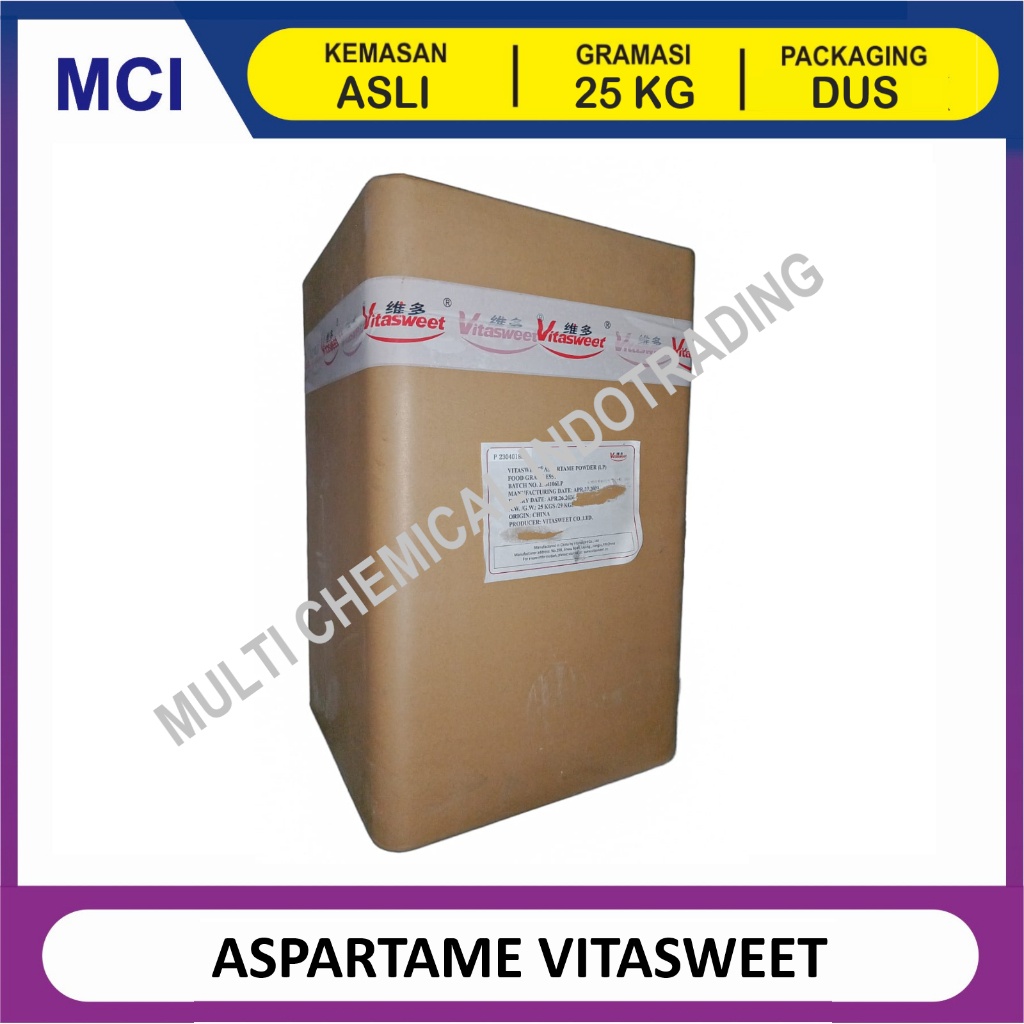 

ASPARTAME VITASWEET PEMANIS RENDAH KALORI 200X GULA - 1 DUS 25 KG