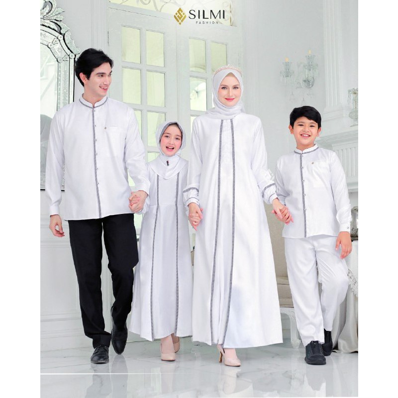GAMIS SARIMBIT KELUARGA TERBARU 2024 MADANI FAMILY WHITE BY SILMI FASHION // SETELAN BAJU SERAGAM KE