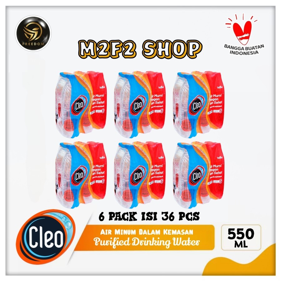 Air Mineral Cleo Botol Tanggung Plastik Pet - 550 Kemasan 6 Pack (Khusus Bluebird/Gosend/Grab)