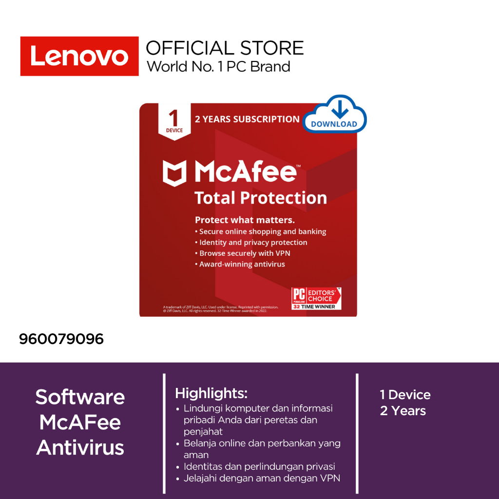McAfee Total Protection Antivirus Original - 1 Device 2 Years (960079096)