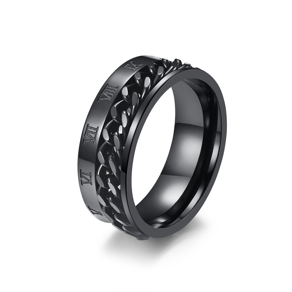 Terlaris Cincin Galang Titanium Steel Anti Karat Rantai Rotating Chain Romawi Pria Unisex Keren