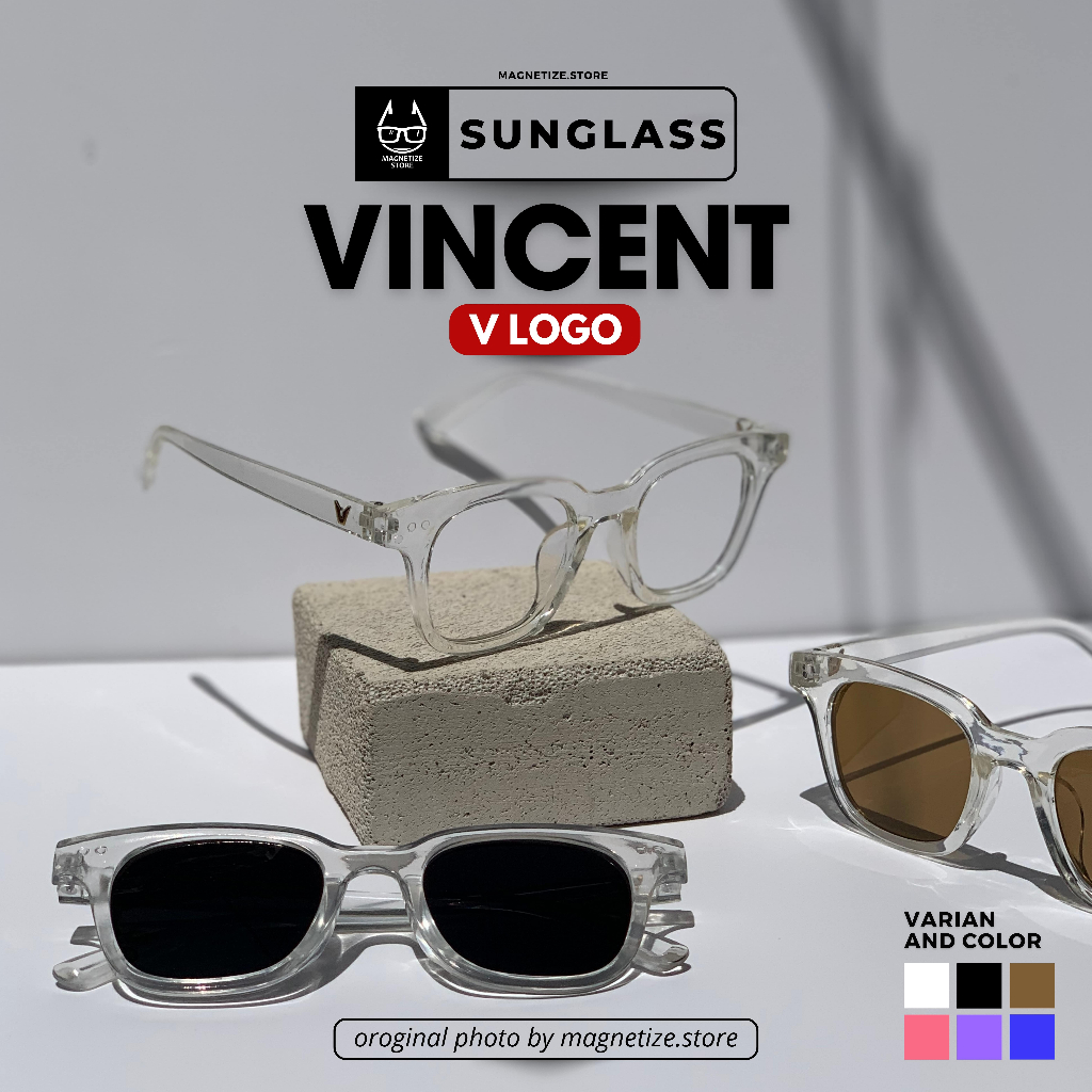 Kacamata Vincent Logo V Transparan Clear Pria Wanita Putih Kacamata Louis Servern Gaya Kotak Sunglas