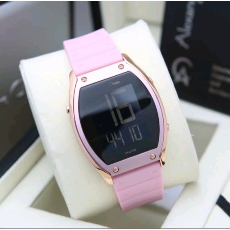 Alexandre Christie 9383 jam tangan Wanita Digital strap Rubber Original