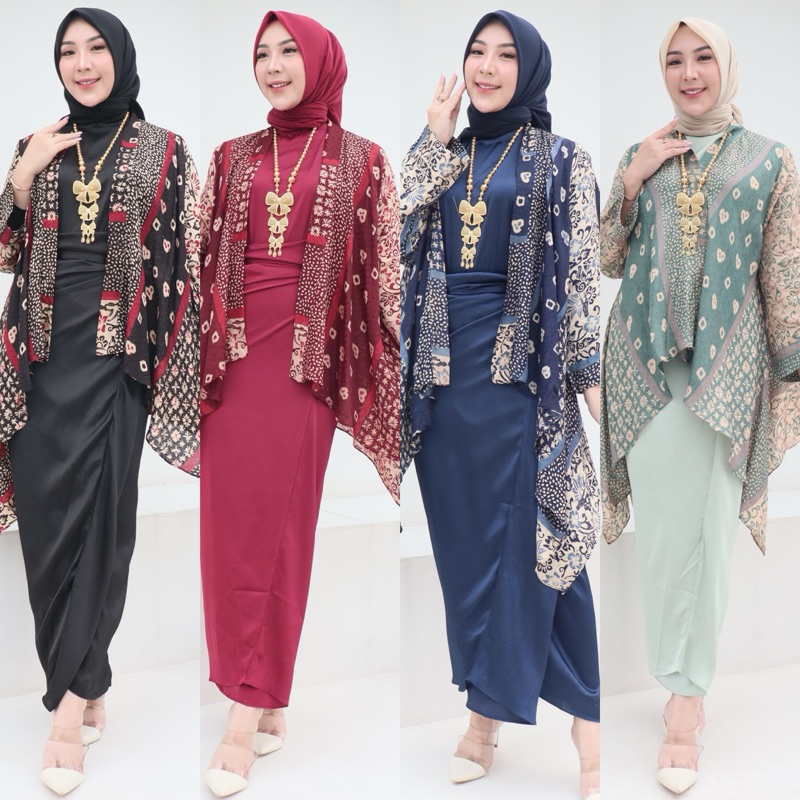 SET BATIK KAFTAN IKAT VISCOSE SEMISUTRA | DRESS YESIKA | KAFTAN KEKINIAN | BAJU KONDANGAN
