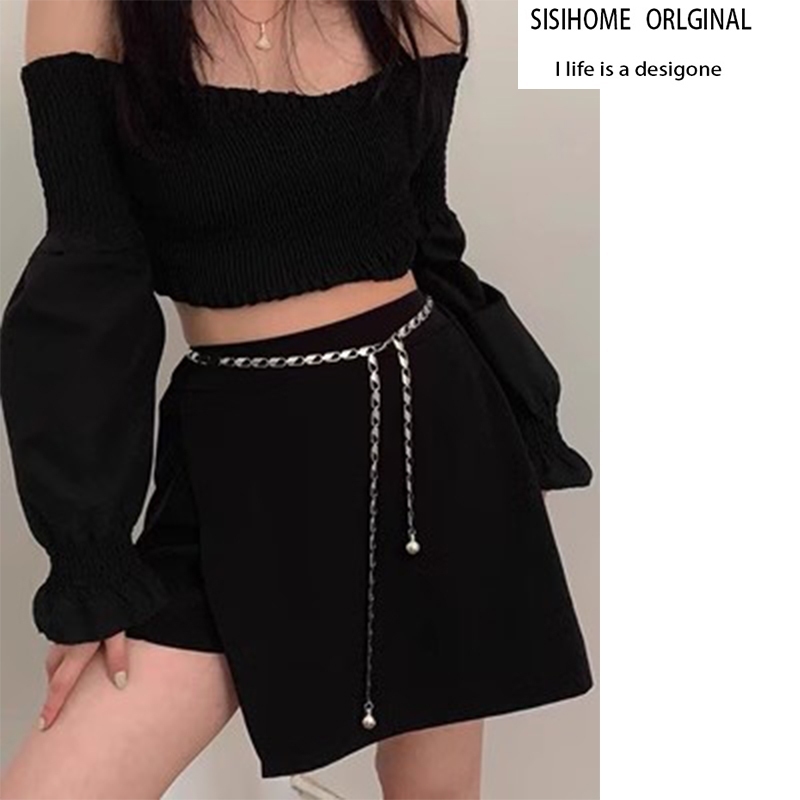 Sabuk Rantai Pinggang Logam Sabuk Rantai Ikat Pinggang Wanita dengan Gesper Rantai Pinggang Vintage 