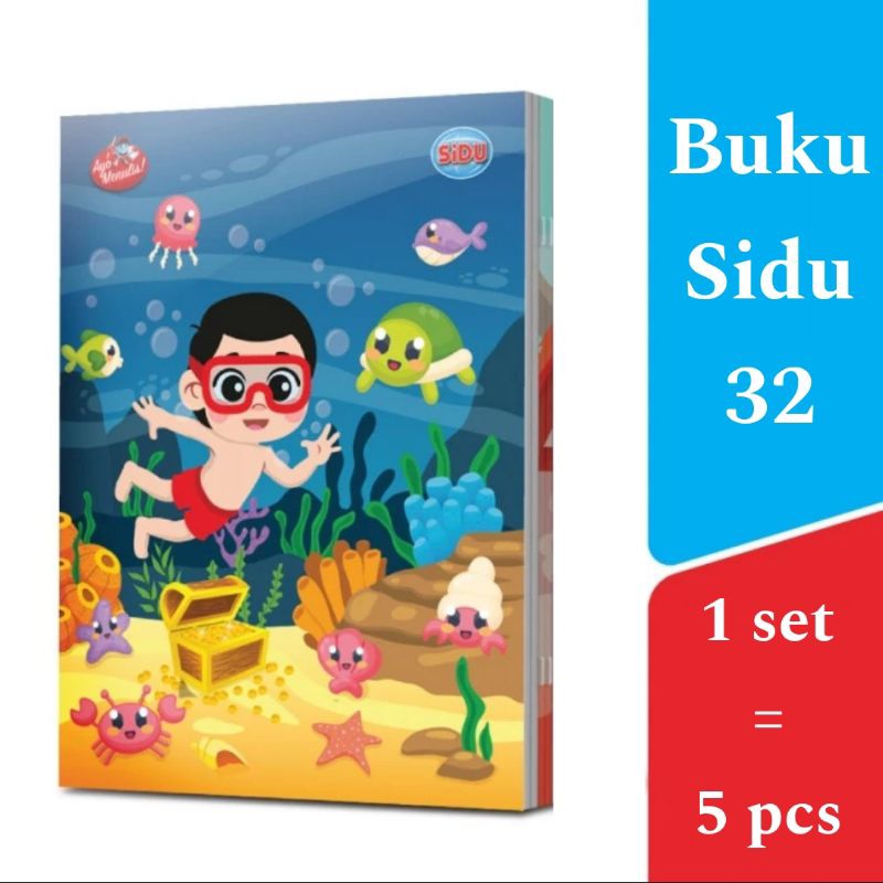 

Buku tulis sidu 32 lembar ( 1 set isi 5pcs buku ) buku sidu 32 / buku sinar dunia 32