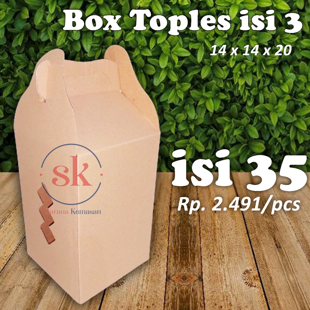 

Box Toples Kue Kering isi 3 Box Eflute Jinjing POLOS Uk 14x14x20