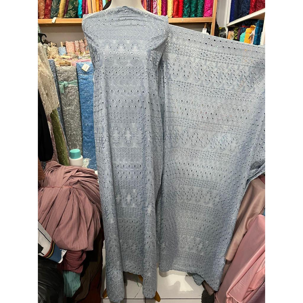 KAIN KATUN BORDIR EMBOSS  BAHAN MUKENA PREMIUM