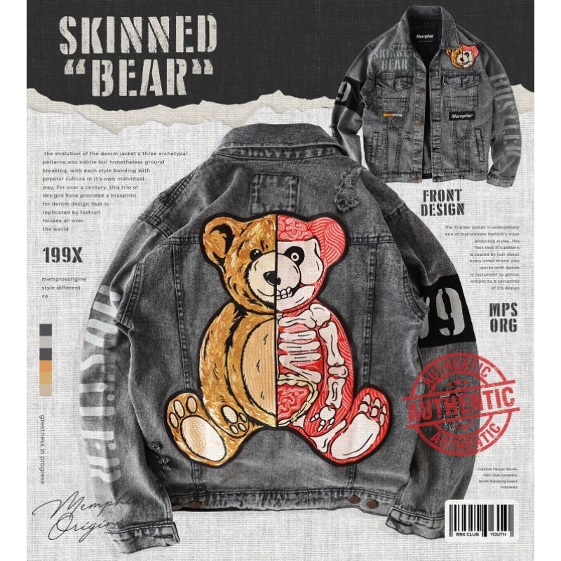 Ripped Denim Jacket Memphis Origins - Skinned Bear [LIMITED EDITION]