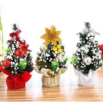 DISKON Bunga Meja Natal Mini Pohon Natal Meja Pohon Natal Kecil Ornamen Natal