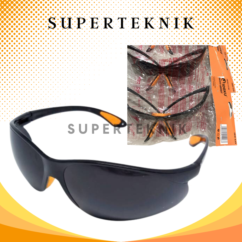 Kacamata Hitam Gerinda Ideku /  Kacamata Safety Google Black / Kaca Mata Safety Smoke Hitam / Kaca M