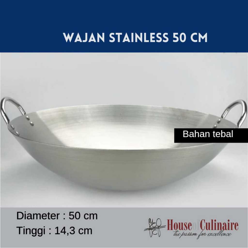Wajan Stainless Steel 50 cm Wajan Penggorengan Wok Kuali