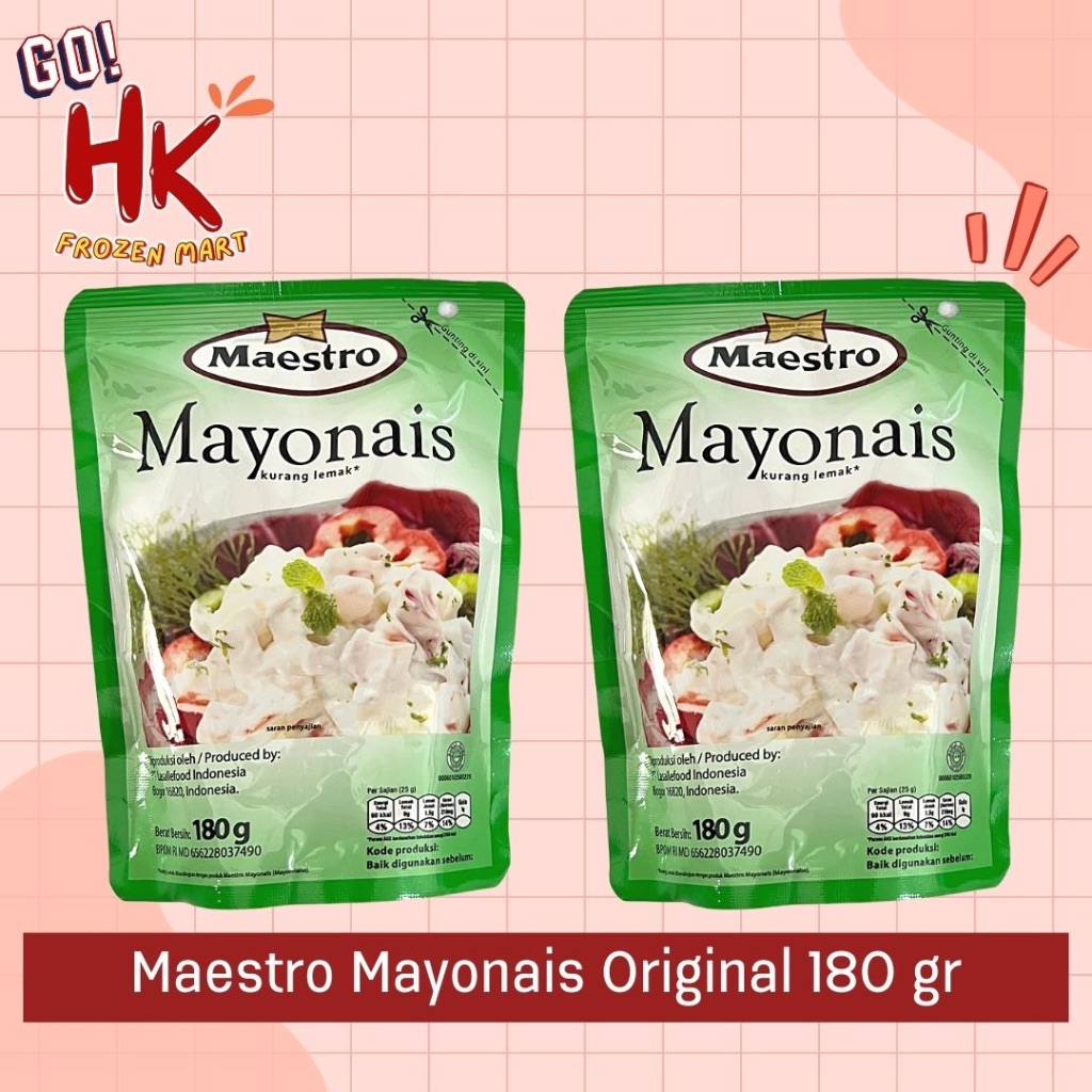 

Maestro Mayonaise Original 180gr | mayo salad dressing pouch risol mamayo rendah HK Frozen Mart