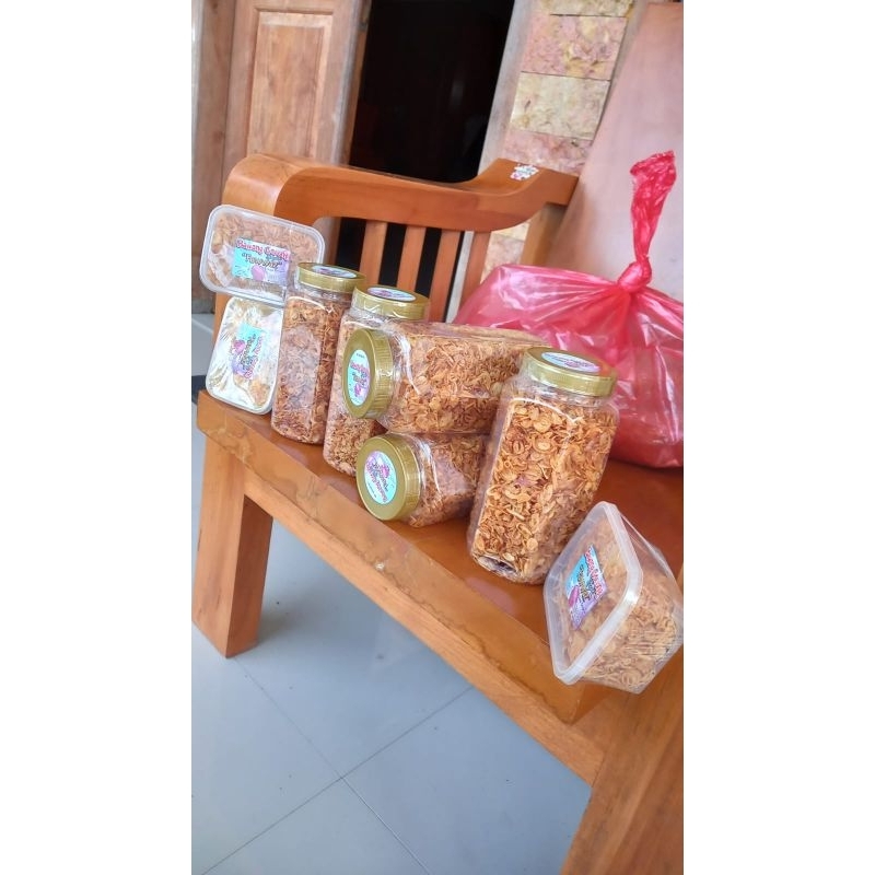 

Bawang goreng kriuk original tanpa tepung 190 gram kemasan toples