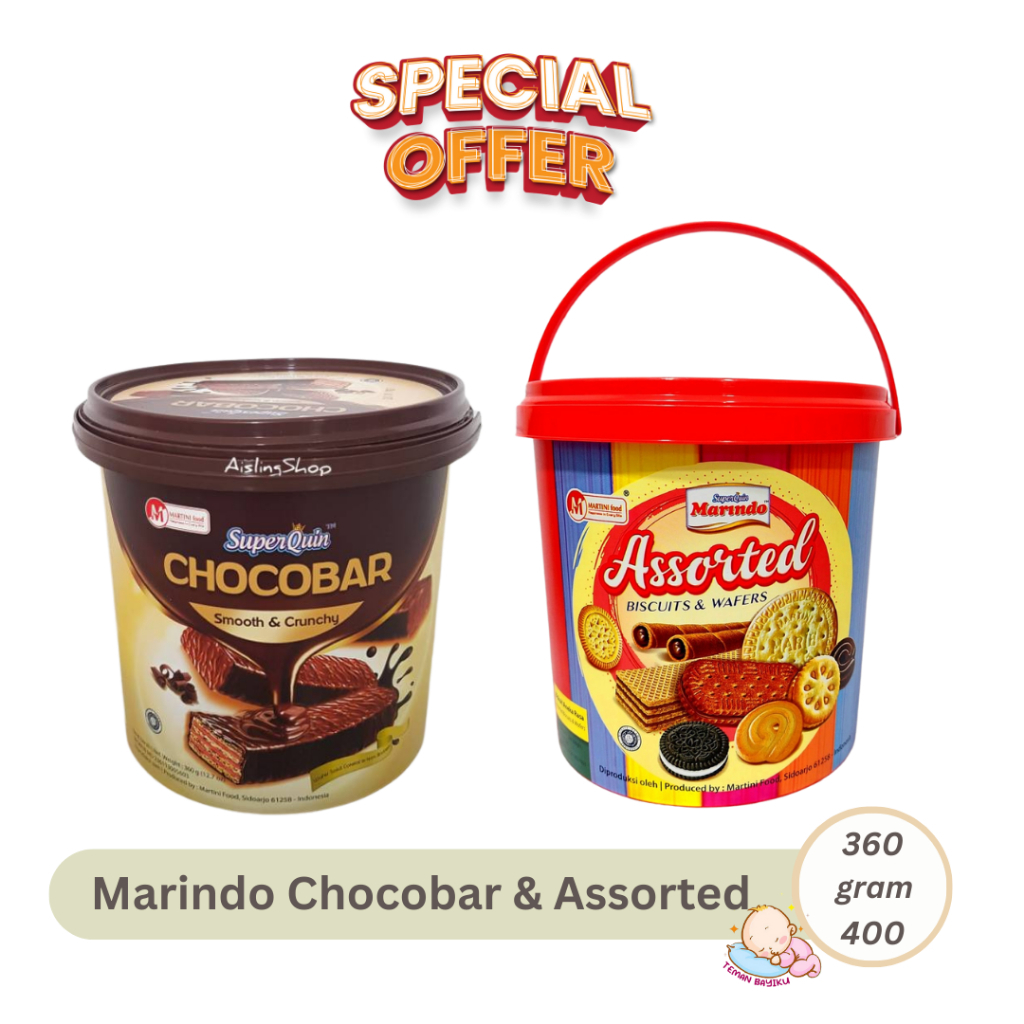 

Marindo Chocobar 330gr Assorted Biscuits 350gr Biskuit Toples Aneka Macam Rasa