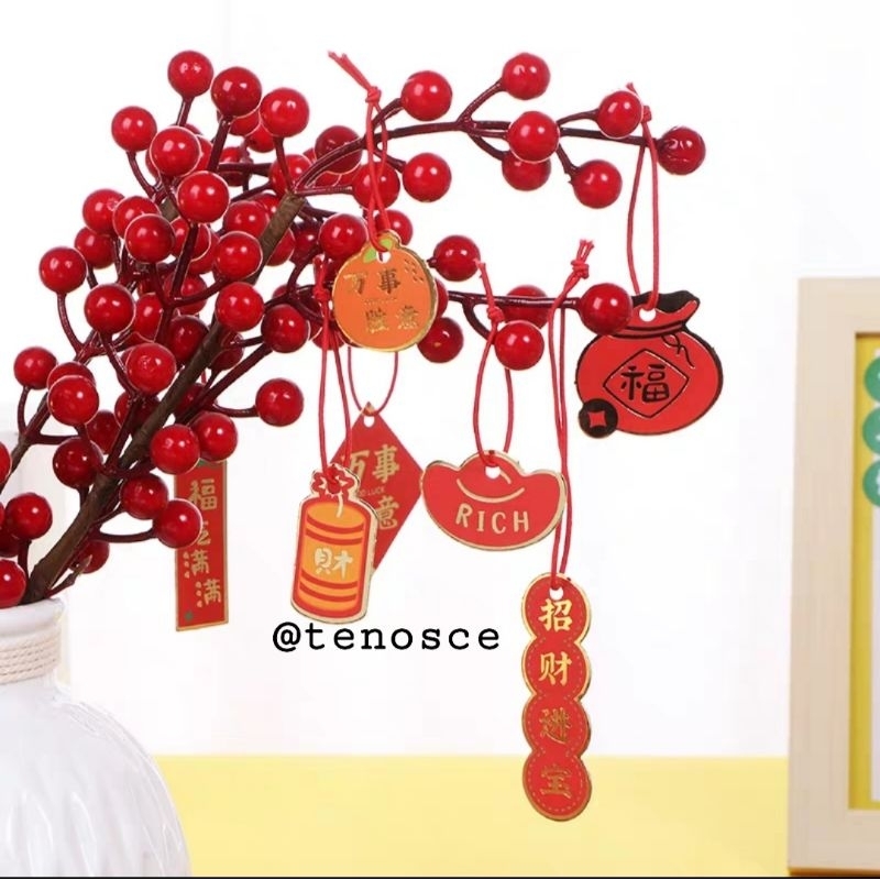 

11pcs Hang Tag Hangtag Hampers Imlek Chinese New Year Fu Red Gantungan Pohon Hampers Parcel Konien Sincia