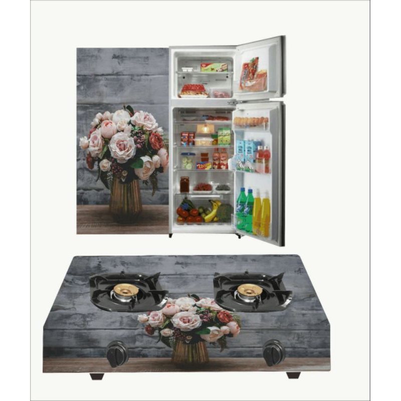 WALLPAPER STIKER KULKAS 1 PINTU DAN KOMPOR 2 TUNGKU