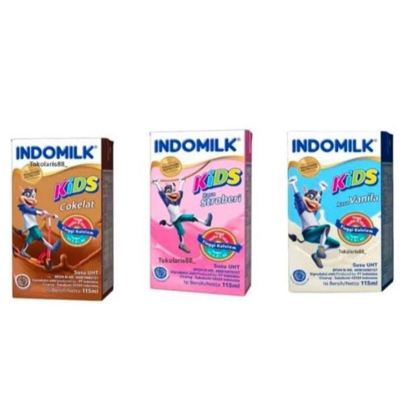 

Indomilk Susu kotak Vanila/Coklat/Strawbery 115ml(Random)