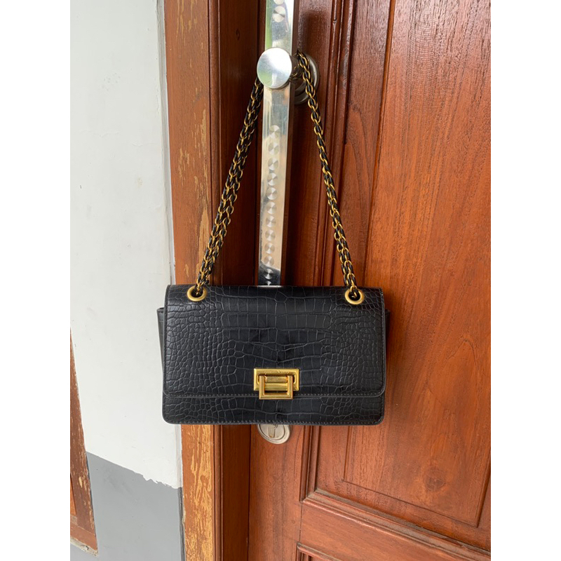 TAS WANITA SHOULDER BAG CK168 CROC EFFECT CROCO