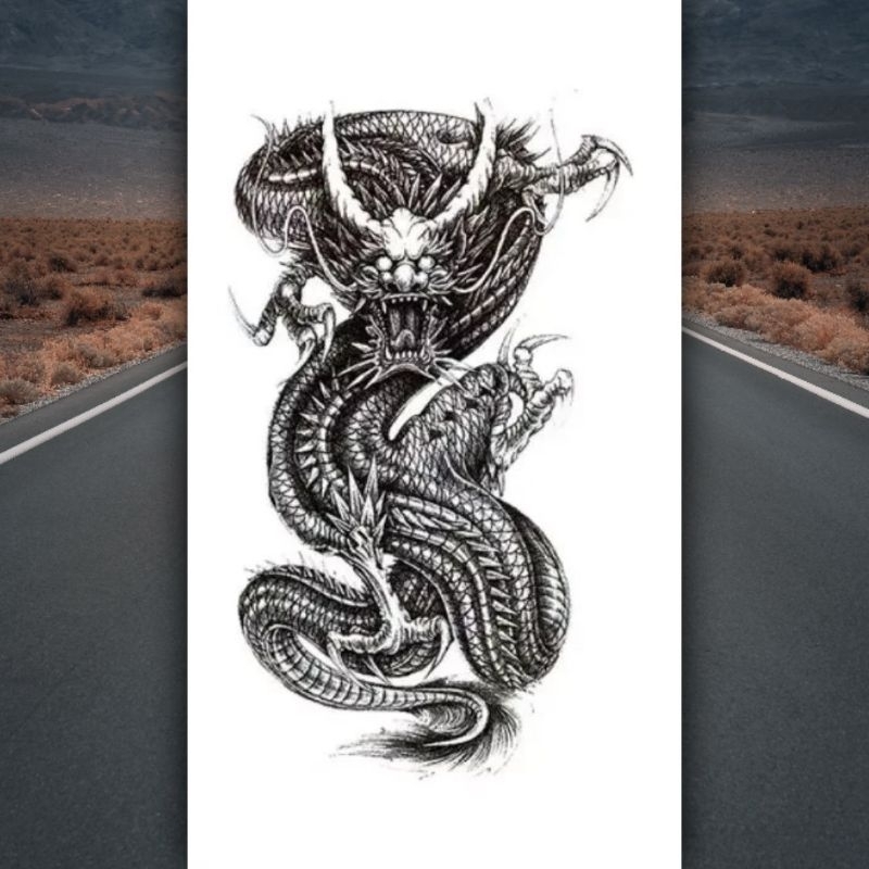 Promo Sale Stiker Tatto/Tato Temporer Waterproof Tahan Lama Motif Naga (HB-760)