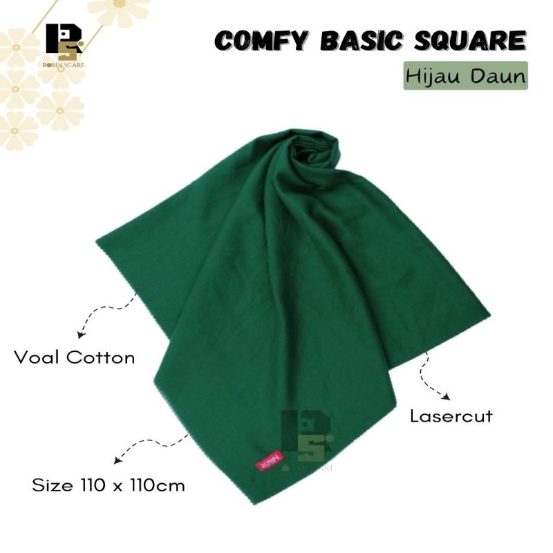 Robin Scarf Hijab Jilbab Segi Empat Polos - Hijau Daun